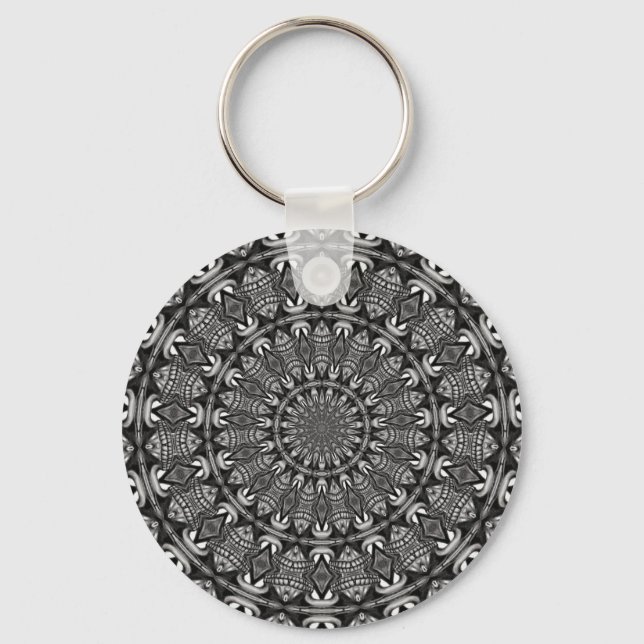 Monochrome Mandala Keychain (Front)