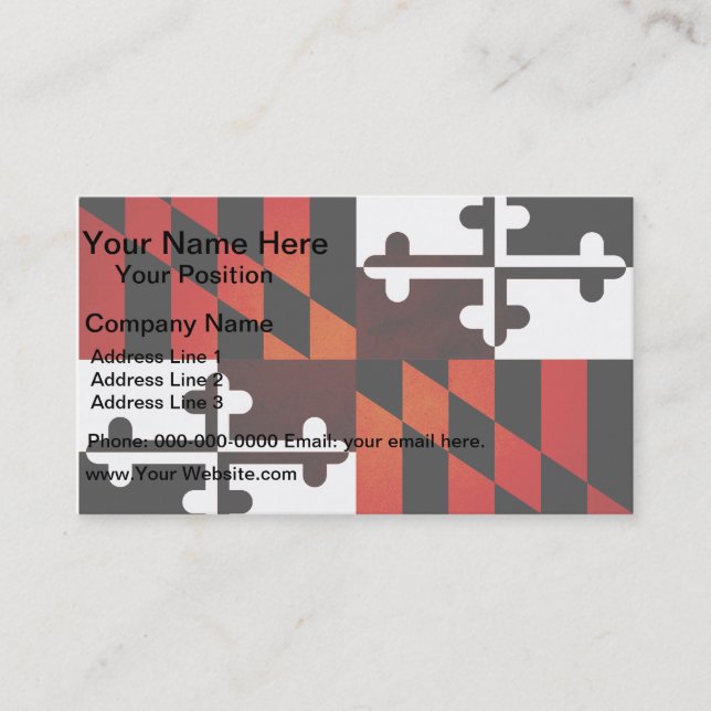Monochrome Maryland Flag Business Card (Front)