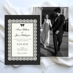 Monochrome minimalist elegant wedding  invitation