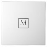 Monochrome Minimalist Rectangle Monogram Tile<br><div class="desc">Elegant Monogram. Cool black background. Insert name,  address,  phone,  website and email</div>