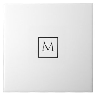 Monochrome Minimalist Rectangle Monogram Tile