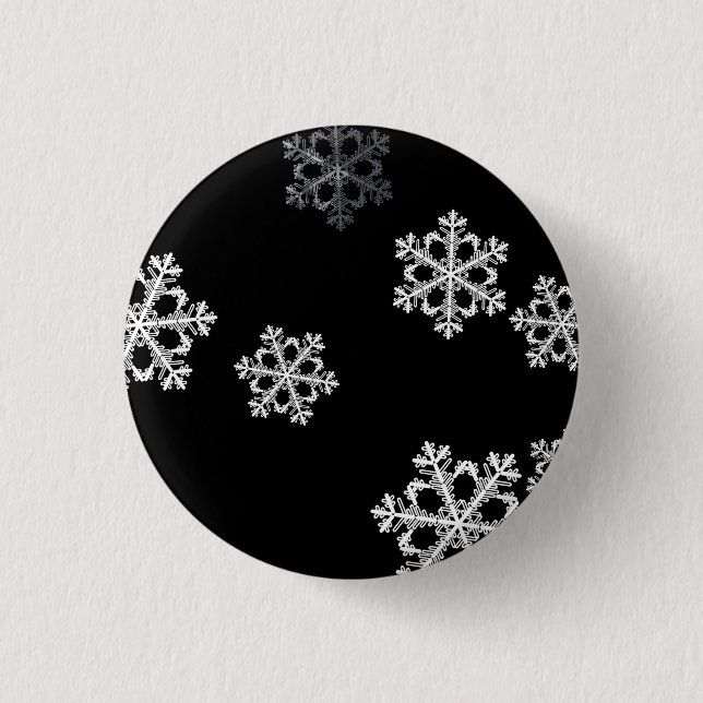 Monochrome Minimalist Snowflake Christmas Pattern 1 Inch Round Button (Front)