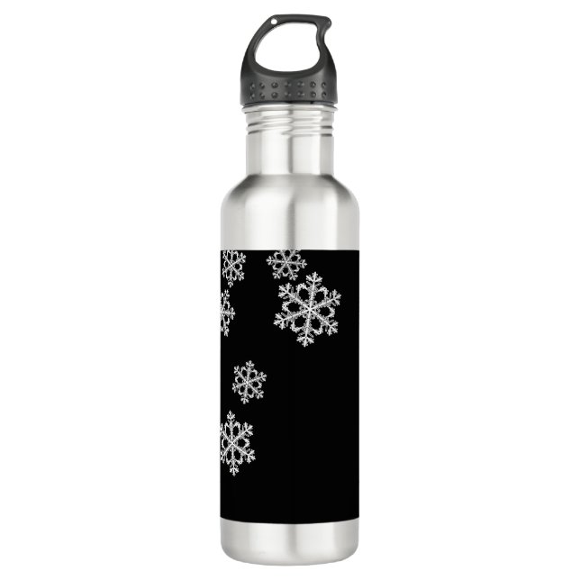 Monochrome Minimalist Snowflake Christmas Pattern 710 Ml Water Bottle (Front)