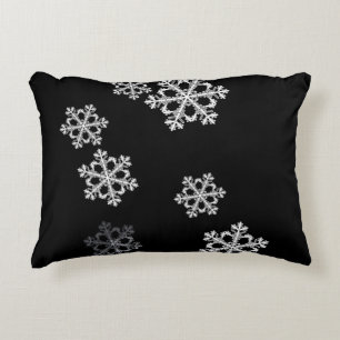 Monochrome Minimalist Snowflake Christmas Pattern Accent Pillow