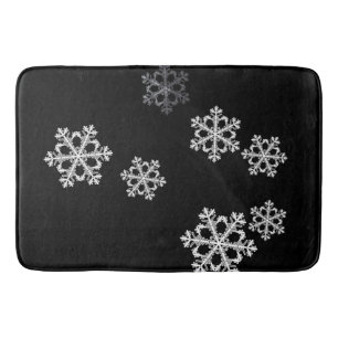 Monochrome Minimalist Snowflake Christmas Pattern Bath Mat
