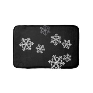 Monochrome Minimalist Snowflake Christmas Pattern Bath Mat