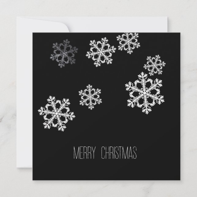 Monochrome Minimalist Snowflake Christmas Pattern Holiday Card (Front)
