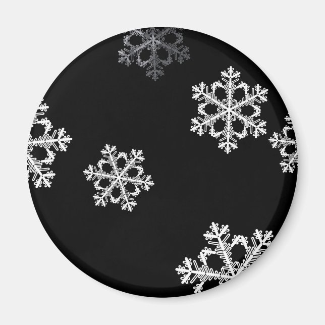 Monochrome Minimalist Snowflake Christmas Pattern Magnet (Front)