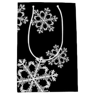 Monochrome Minimalist Snowflake Christmas Pattern Medium Gift Bag
