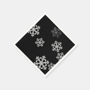 Monochrome Minimalist Snowflake Christmas Pattern Napkin