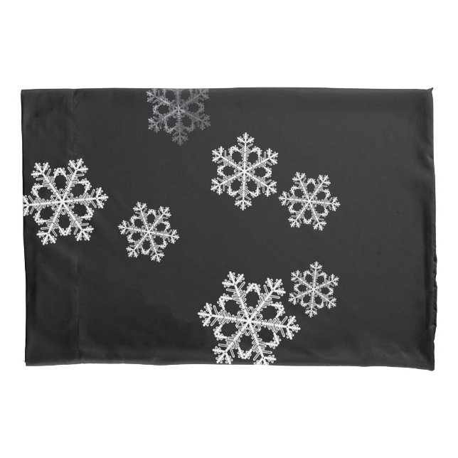 Monochrome Minimalist Snowflake Christmas Pattern Pillowcase (Front)