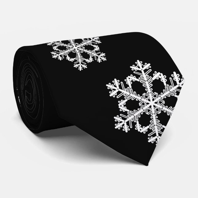 Monochrome Minimalist Snowflake Christmas Pattern Tie (Rolled)