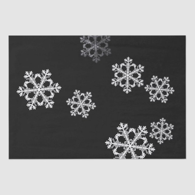Monochrome Minimalist Snowflake Christmas Pattern Tissue Paper (Front)
