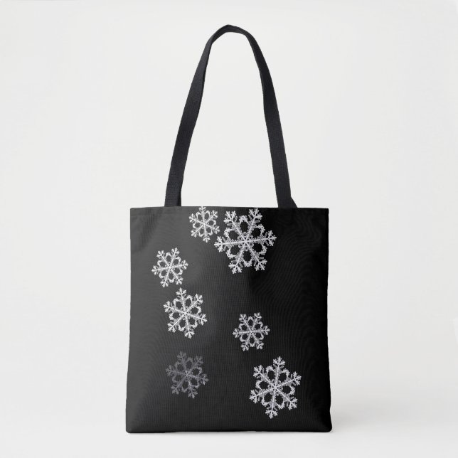 Monochrome Minimalist Snowflake Christmas Pattern Tote Bag (Front)