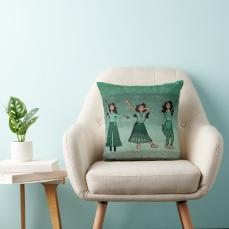 Monochrome Mint Dancer #2 Throw Pillow