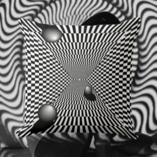 Monochrome Mirage Throw Pillow