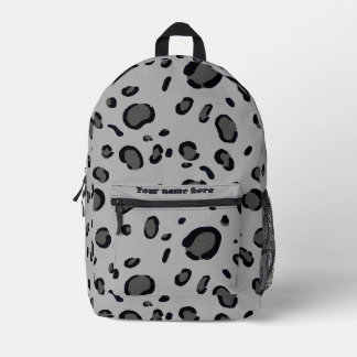 Monochrome Modern Custom Name Leopard Printed Backpack