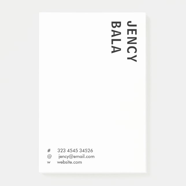 Monochrome Modern Minimal Black White Design Post-it Notes (Front)