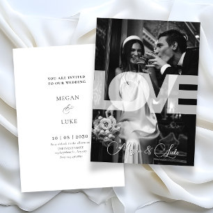 Monochrome Modern stylist typography photo wedding Invitation