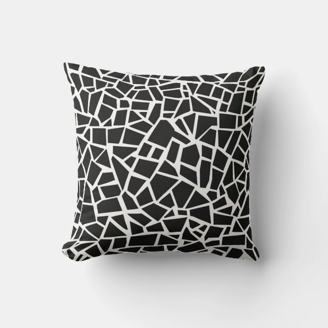 Monochrome Mosaic Throw Pillow (Front)