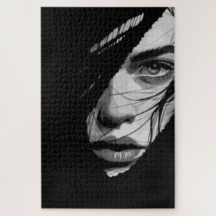 Monochrome Mysterious Portrait Art Jigsaw Puzzle