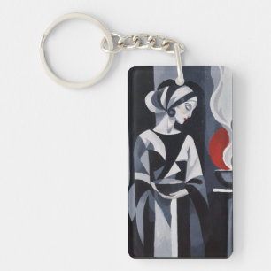 Monochrome Mystical Woman Art Deco Acrylic Keychai Keychain
