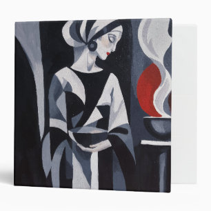 Monochrome Mystical Woman Portrait 3-Ring Binder
