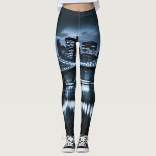 Monochrome New York Skyline Nightscape Leggings