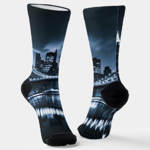 Monochrome New York Skyline Nightscape Socks