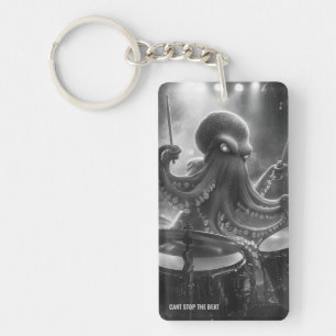 Monochrome Octopus Drummer Performance Keychain