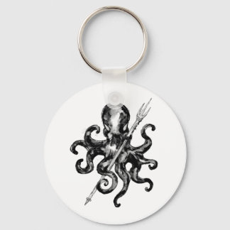 Monochrome Octopus with Trident Keychain