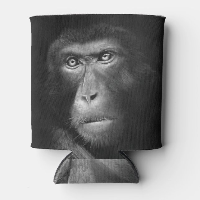 Monochrome oil monkey, artistic abstraction can cooler (Front)