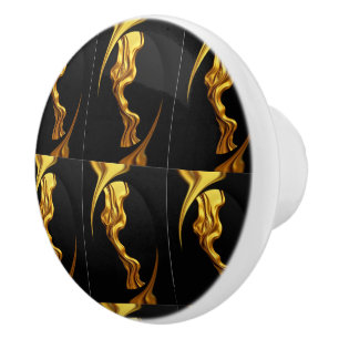 Monochrome Opulent Swirl Designer Christi Furnitur Ceramic Knob