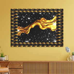 Monochrome Opulent Swirl Liquid Gold Black Achempo Canvas Print