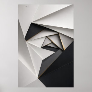 Monochrome Origami Spiral Poster
