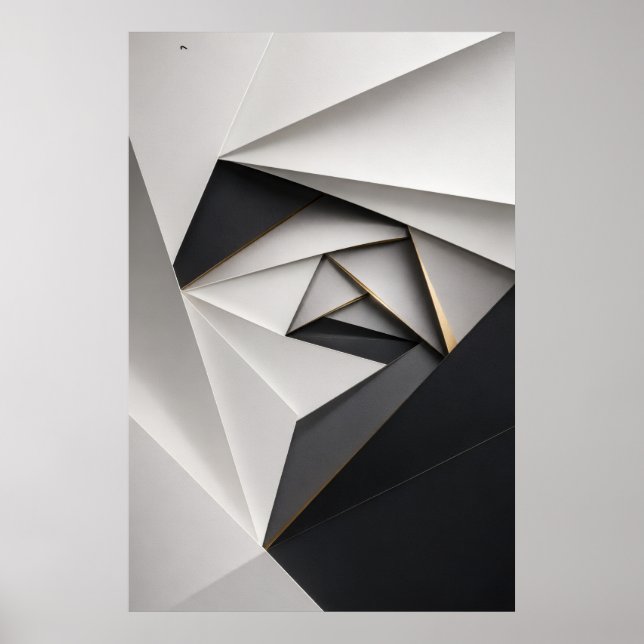 Monochrome Origami Spiral Poster (Front)