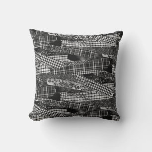 Monochrome Patchwork Accent Throw Pillow