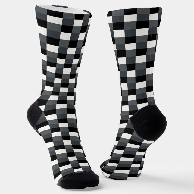 Monochrome Pattern of Gray, Grey, Black and White Socks (Angled)