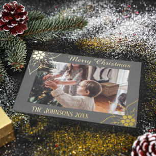 Monochrome Personalized Merry Christmas Photo Foil Holiday Card