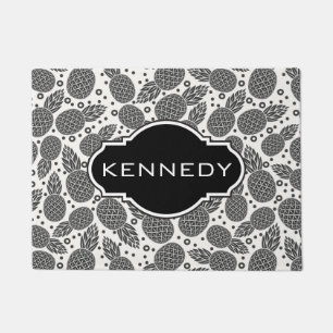 Monochrome Pineapples Add Your Name Doormat