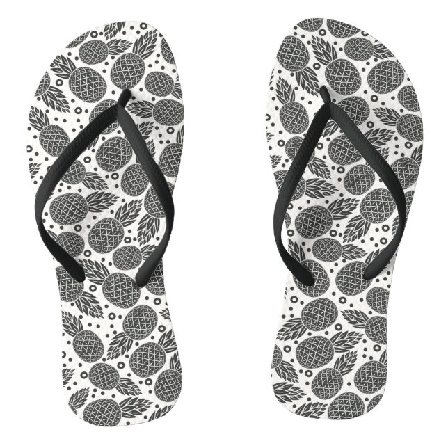 Monochrome Pineapples Flip Flops (Footbed)