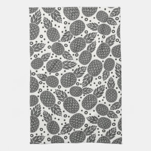 Monochrome Pineapples Kitchen Towel