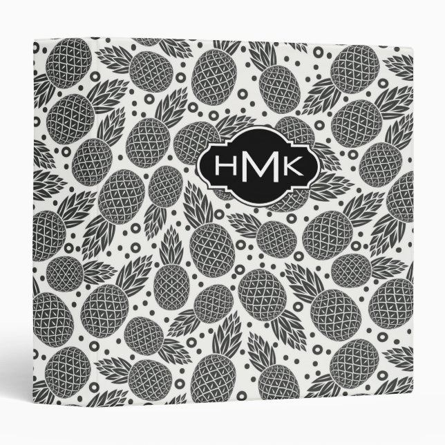 Monochrome Pineapples | Monogram Binder (Front/Spine)