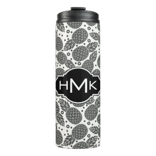 Monochrome Pineapples Monogram Thermal Tumbler