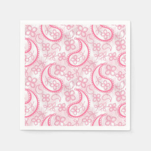 Monochrome pink and white paisley pattern. napkin
