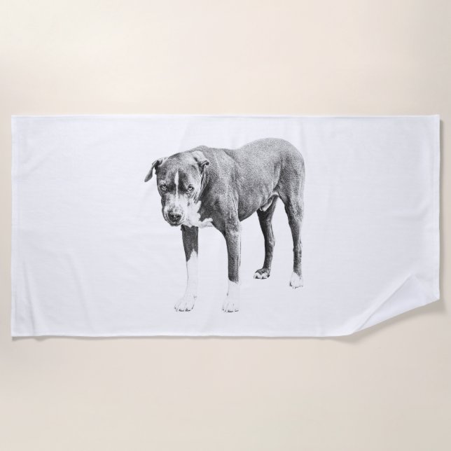 Monochrome Pit Bull Towel (Front)