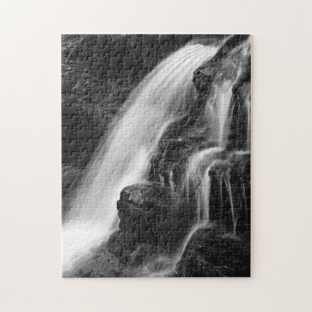 Monochrome Poconos Waterfall Jigsaw Puzzle (Vertical)