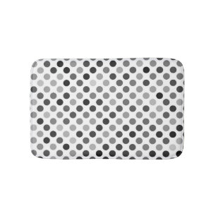 Monochrome Polka Dot Pattern (Black & White Dots) Bath Mat