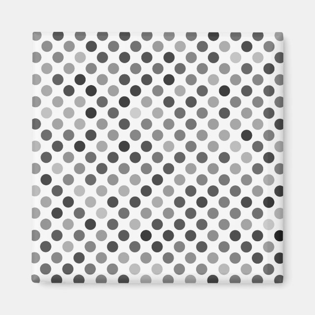 Monochrome Polka Dot Pattern (Black & White Dots) Magnet (Front)