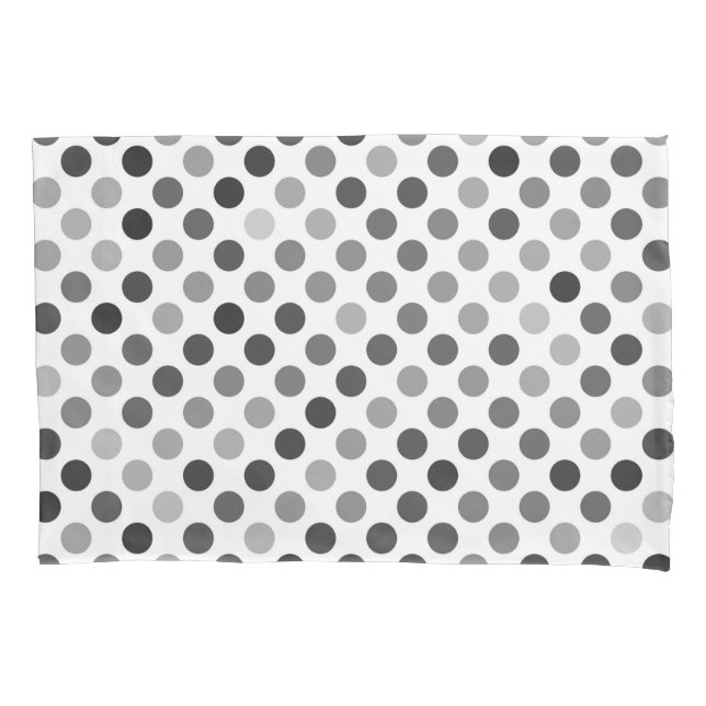 Monochrome Polka Dot Pattern (Black & White Dots) Pillowcase (Front)